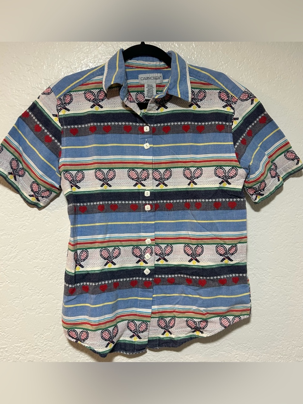Cabin Creek Blue Striped Short-Sleeve Button-Up Shirt